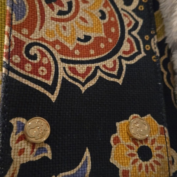 Spartina 449 Navy and Olive Paisley Shoulder Bag - Picture 4 of 5